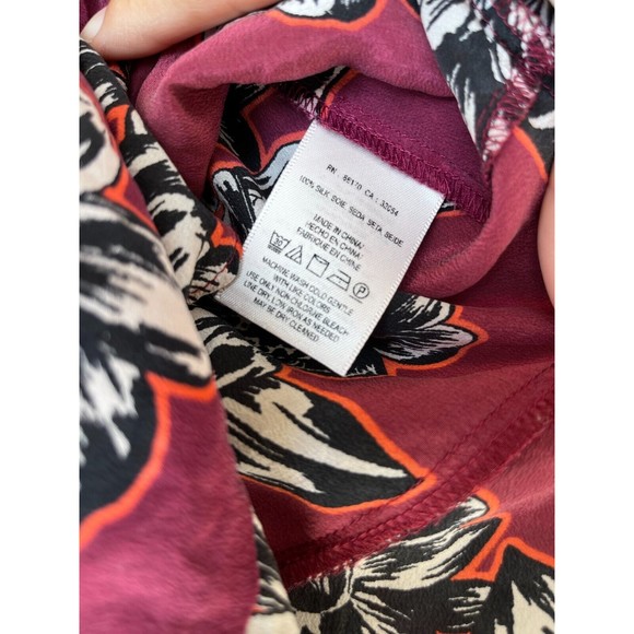 Maeve By Anthropologie Zebella Silk Floral Tank Top Size 6 Sleeveless Maroon - Picture 9 of 12